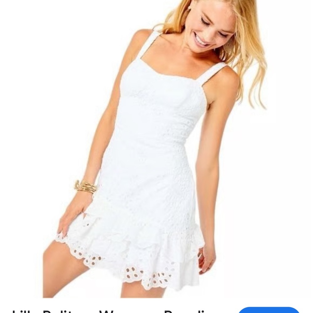 Lilly Pulitzer ROSALIE ROMPER WHITE SWIRLY FERN SCALLOPED LACE SIZE 10